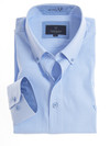 Men's button down premium cotton shirt in soft blue stripe