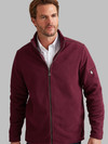 Men's burgundy warm fleece full zip with suede trim and pockets