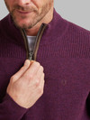 Men's Luxury lambswool half zip knit with suede trim