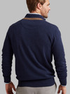 Men's Lambswool quarter zip with suede trim, by Vedoneire of Irleand