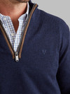 Men's Lambswool quarter zip with suede trim, by Vedoneire of Irleand