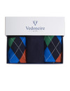 Premium men's 3pk cotton socks fun navy argyle navy, by Vedoneire of Ireland