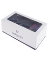 Luxury Men's 3pk Gift sock box, navy argyle and dot with purple trims, by Vedoneire of Ireland