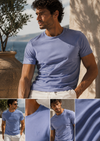 Men's Casual Round Neck  Cotton T-Shirt (2204) Blue Aura