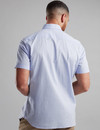 Men's Cool breathable blue short sleeve linen mix shirt with pocket