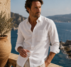 Men's Long Sleeve Linen Shirt (2104) White