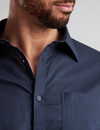 Cool breathable navy linen mix long sleeve shirt with pocket