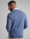 Men's V-Neck cotton jumper, light blue, by Vedoneire of Ireland
