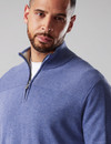 Men's cotton Half Zip knit with rib design, by Vedoneire of Ireland
