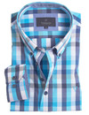 soft peach finish button down check shirt for men