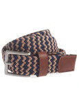 Mens Braided Belt Beige Navy (9002)