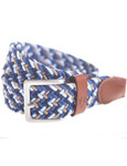 Men's elasticated braided belt, blue, by Vedoneire of Ireland