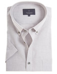 Men's short sleeve, stone colour, linen mix shirt by Vedoneire of Ireland