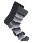 2 pack men's cotton sock, casual stripe Grey black by Vedoneire of Ireland