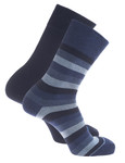 2 pack men's cotton sock, casual stripe Navy Denim by Vedoneire of Ireland
