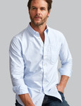 Men's Cotton Long Sleeve Oxford Shirt, Blue Stripe