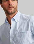 Men's Cotton Long Sleeve Oxford Shirt, Blue Stripe