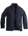 Navy Men's fleece with suede trim by Vedoneire of Ireland