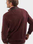 Men's  half zip with suede trim, fig, by Vedoneire of Ireland