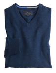 Men's luxury lambswool V-neck knit, navy, by Vedoneire of Ireland