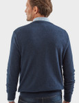 Men's luxury lambswool V-neck knit, navy, by Vedoneire of Ireland