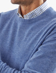 Men's Blue lambswool round neck knit,  by Vedoneire of Ireland