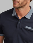 classic men's navy polo with jacquard ribs and chest pocket