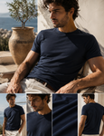 Men's Casual Round Neck  Cotton T-Shirt (2204) Navy