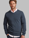 Men's luxury soft V neck cotton mix sweater, by Vedoneire of Ireland