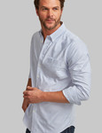 navy stripe button down oxford shirt with pocket