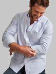 navy stripe button down oxford shirt with pocket
