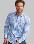 Men's soft bamboo mix  summer blue check shirt Vedoneire of Ireland