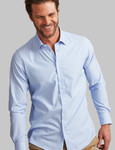 Men's soft fine bamboo mix blue micro check shirt Vedoneire of Ireland