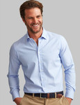 Men's soft bamboo mix blue micro check shirt Vedoneire of Ireland