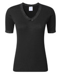 Women's Brushed Thermal Short Sleeve Top, Black