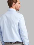 Men's button down premium 100% cotton shirt in soft blue stripe