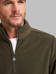 Men's warm olive green heritage style half zip fleece by Vedoneire of Ireland