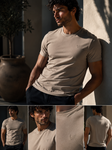 Men's Casual Round Neck  Cotton T-Shirt (2204) Taupe