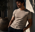Men's Casual Round Neck  Cotton T-Shirt (2204) Taupe