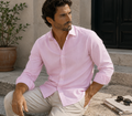 Men's Cotton Long Sleeve Shirt with LA Finish (2286) Pink