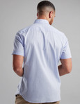 Men's Cool breathable blue short sleeve linen mix shirt with pocket