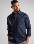 Long sleeve navy linen mix shirt by Vedoneire of Ireland
