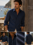 Men's Long Sleeve Linen Shirt (2104) Navy