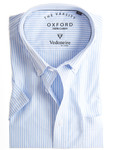 Men's short sleeve, 100% cotton, classic blue stripe Oxford shirt with Pocket