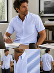 Men's Varsity Cotton Short Sleeve Oxford Shirt (2264 Blue Stripe)