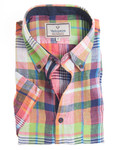 100% linen bright check men's shirt by Vedoneire of Ireland