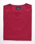 Men's Fine Gauge Cotton V-Neck Sleeveless Jumper (4220 Sangria) Red