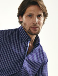 Purple check Men's Peach finish shirt by Vedoneire of Ireland