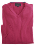 Men's Fine Gauge Cotton V-Neck Jumper, Crackle Pink