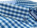 Mens Casual Long Sleeve Peach Finish Check Plaid Shirt,  Blue Check